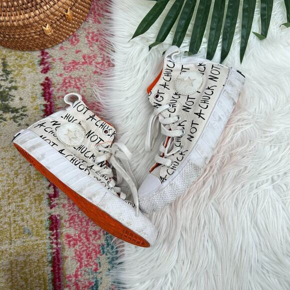 Converse Neutral White Black Not A Chunk Hight Top Lace Up Sneaker Boys 1 - Picture 1 of 8